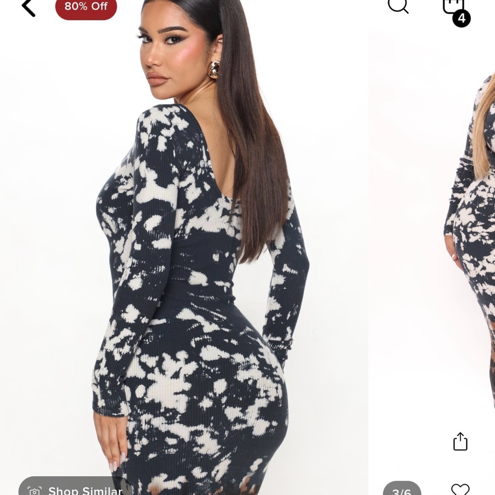 Marley Tie Dye Midi Dress - Black/combo